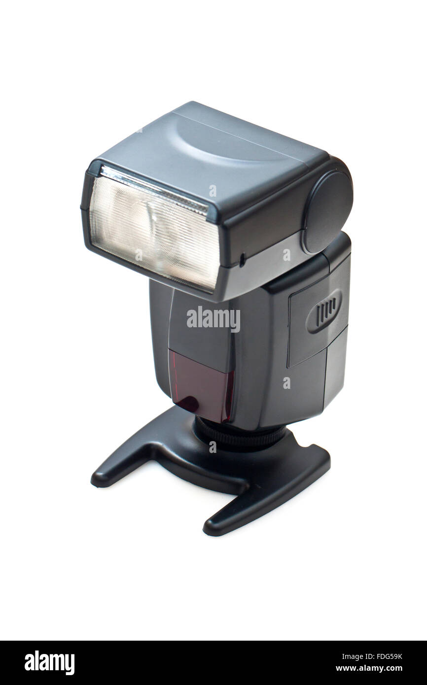 Camera flash light isolated on white background Stock Photo Alamy