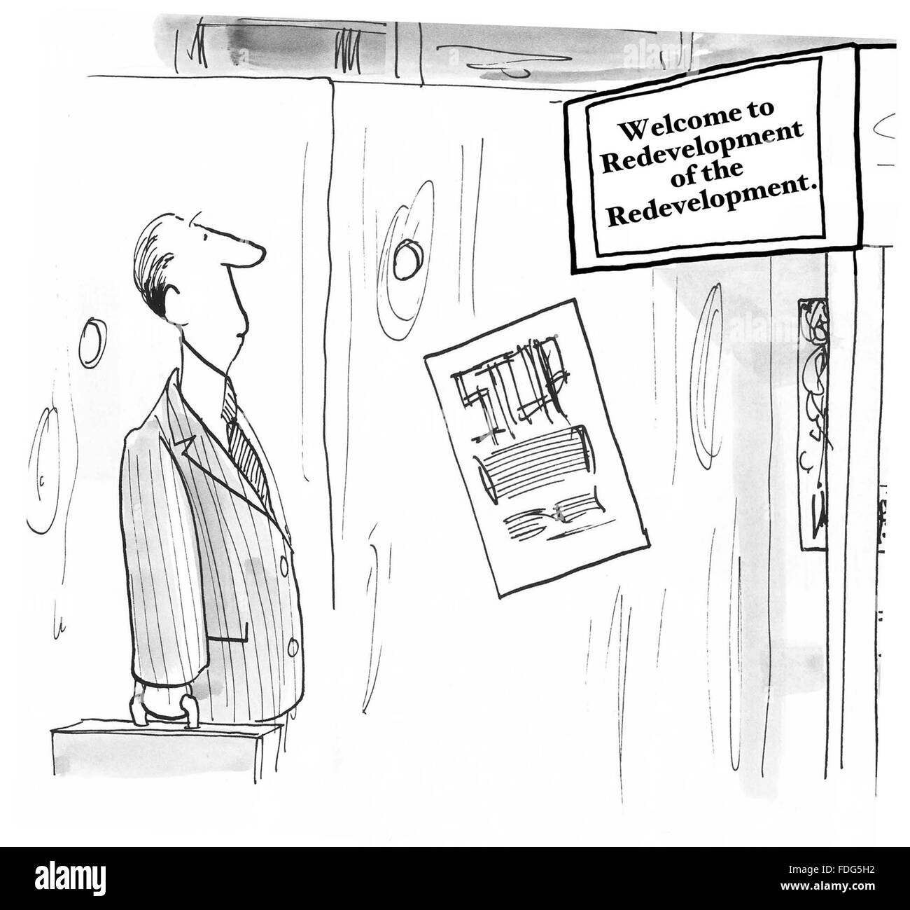 Cartoon about city planning. Redeveloping the redevelopment Stock Photo -  Alamy