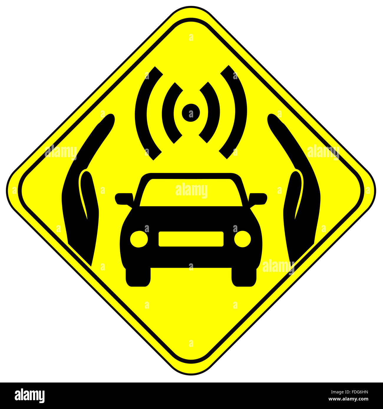 Driverless Sign Driverless Car Safety Stock Photo - Alamy