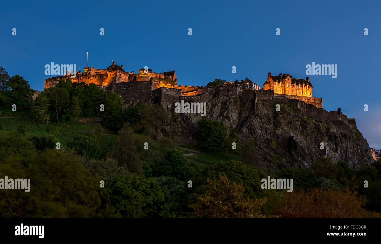 Night view ofEdinburgh Castle, Scotland Stock Photo
