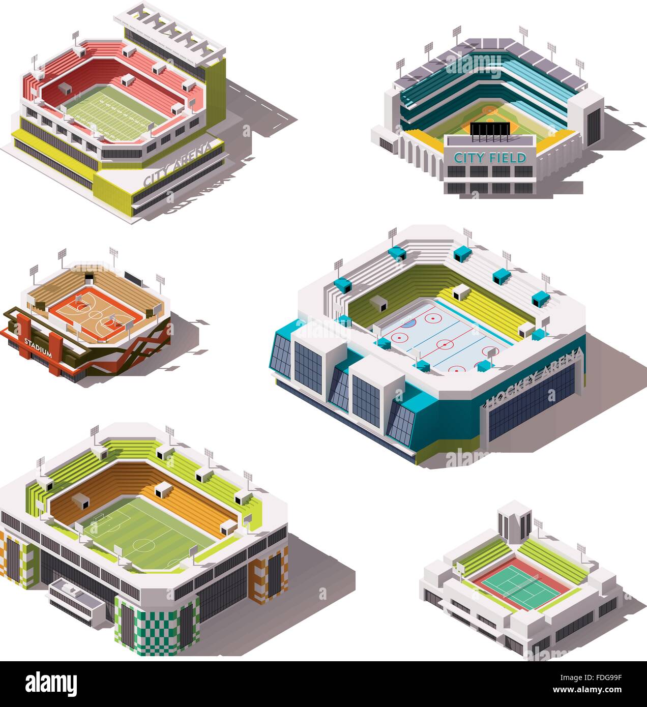 Vector isometric stadiums set Stock Vector