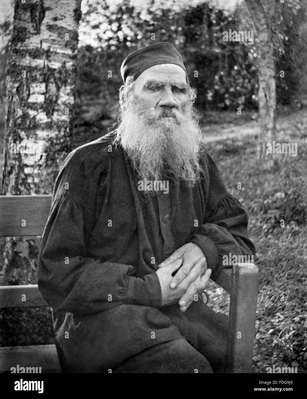 Leo Tolstoy. Portrait of the Russian writer Count Lev Nikolayevich Tolstoy, 1897 Stock Photo