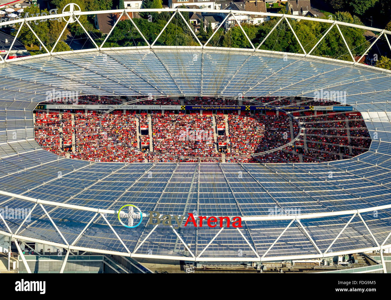 Aerial view, Bayer 04 Leverkusen, BayArena, the stadium of the football