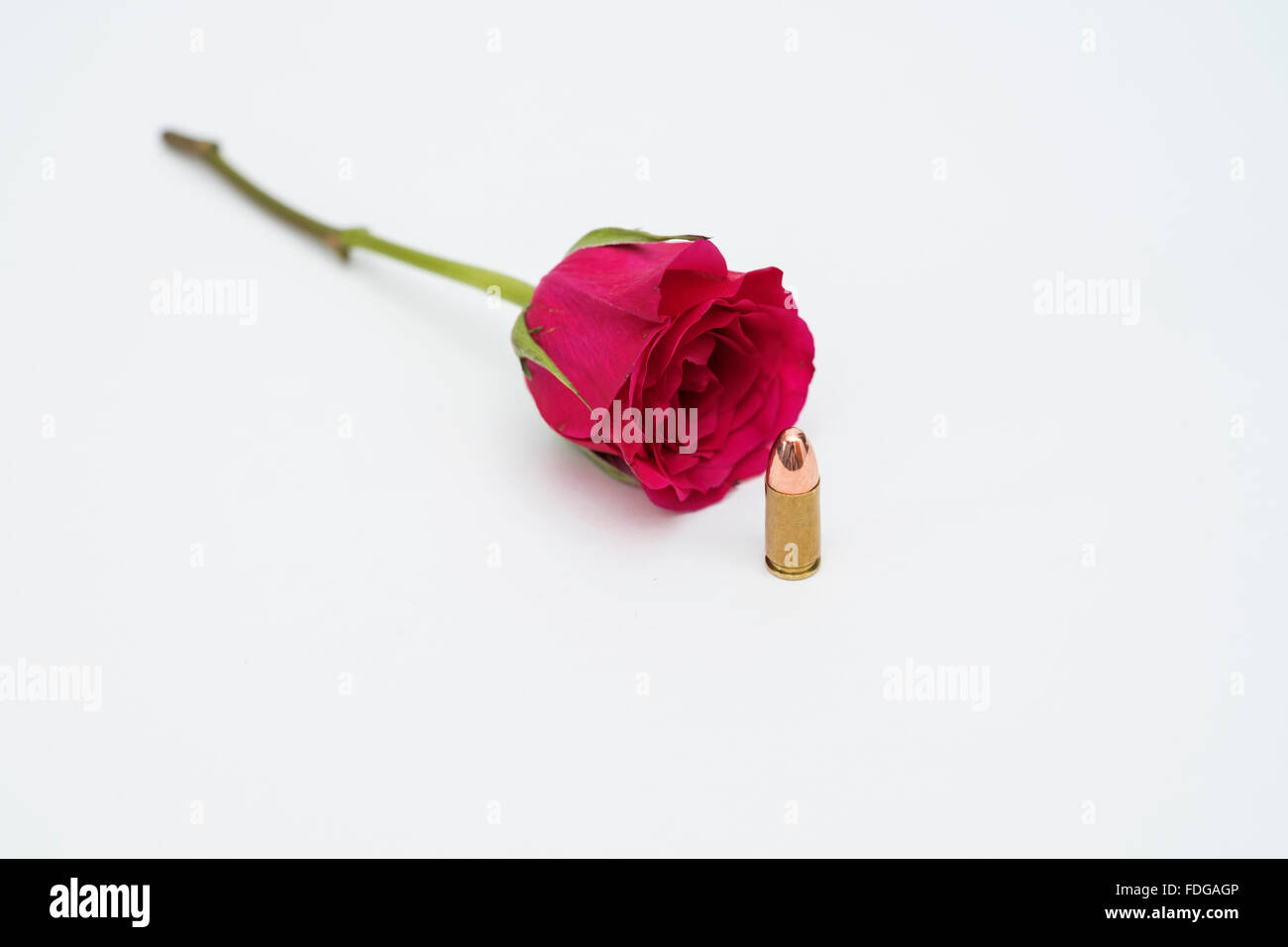 Red rose and bullet as a symbol of peace and friendship Stock Photo - Alamy