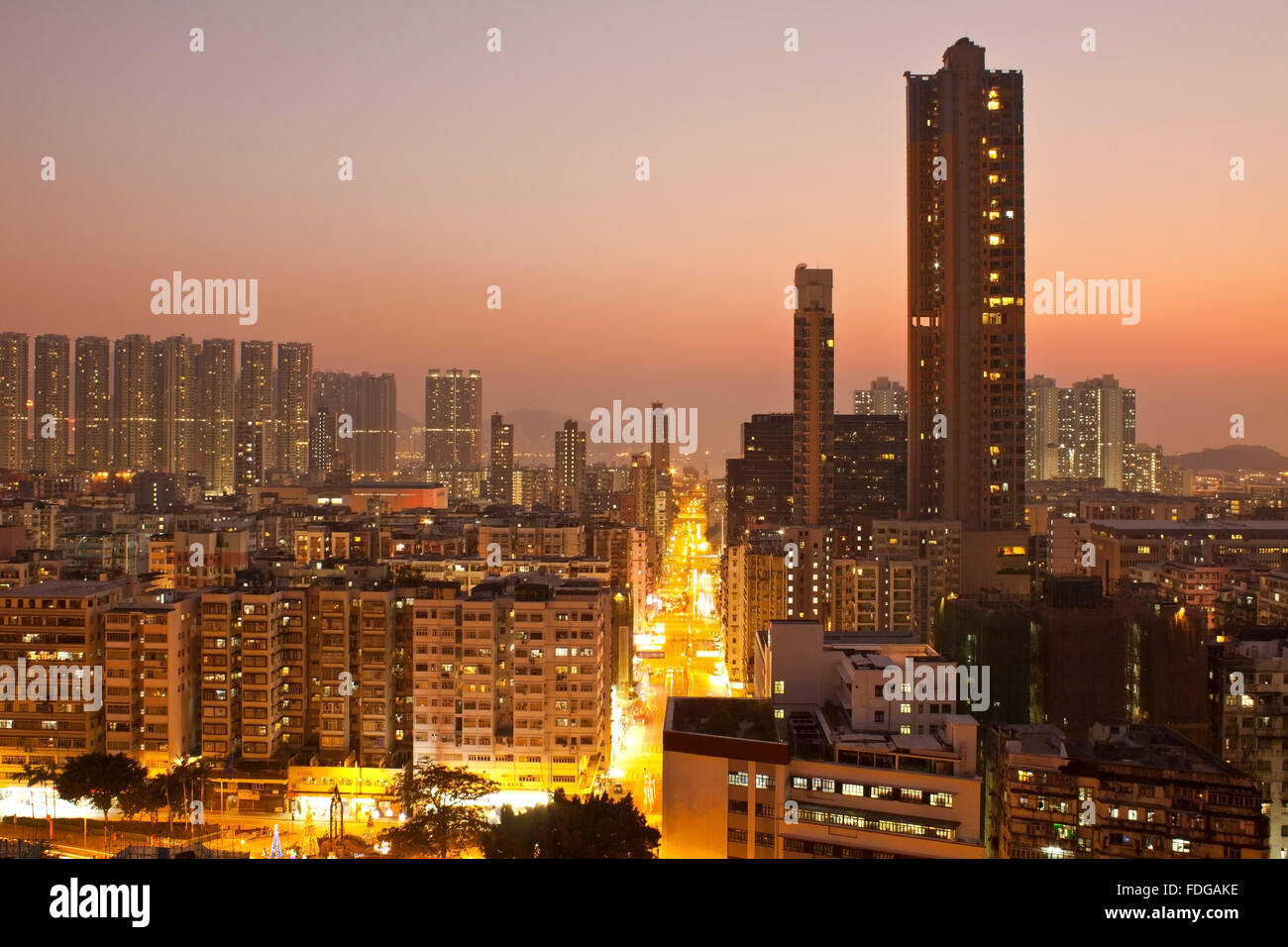 Hong Kong downtown at sunset Stock Photo - Alamy