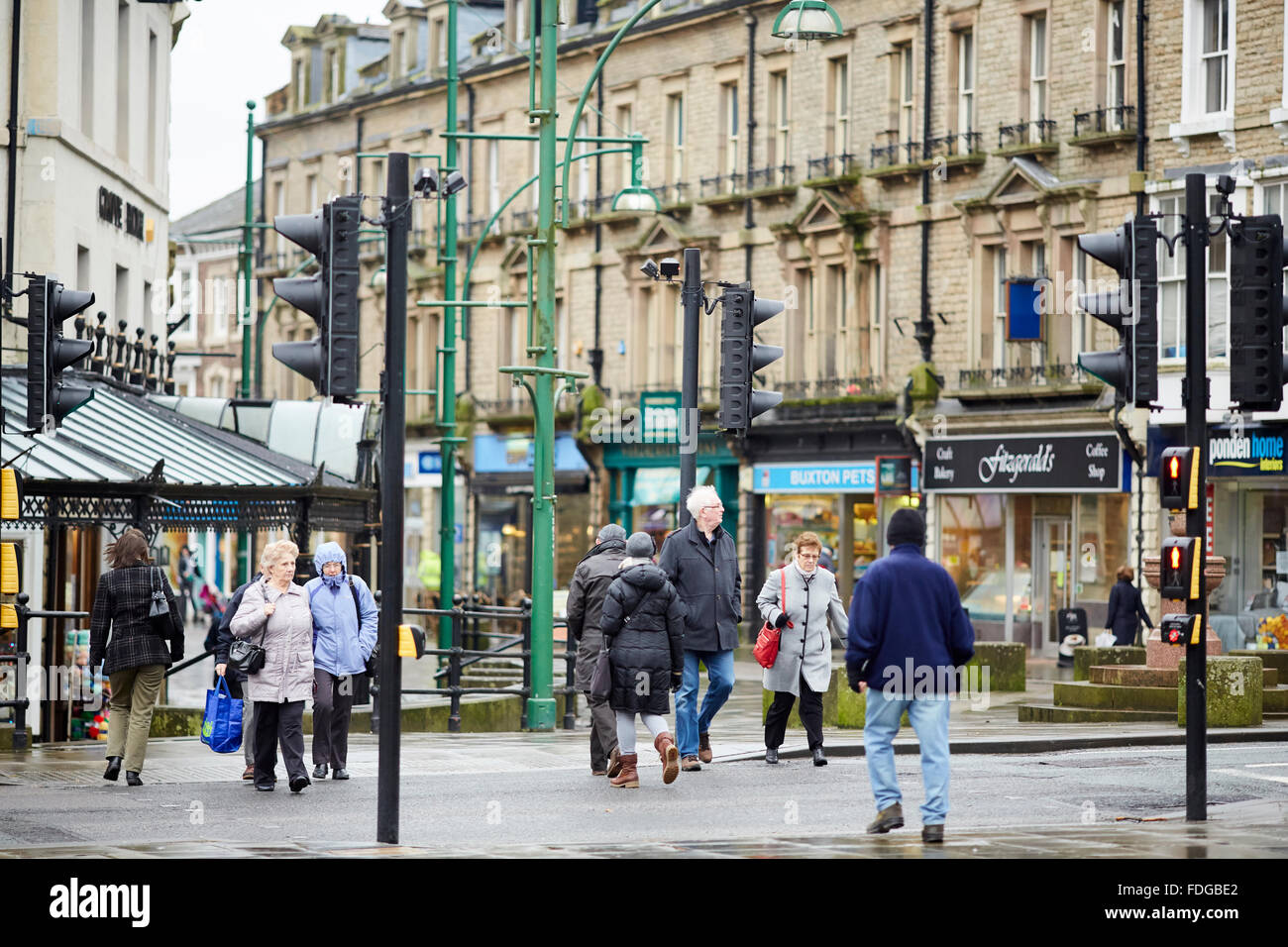Buxton main shopping street Spring Gardens a mix of independent and