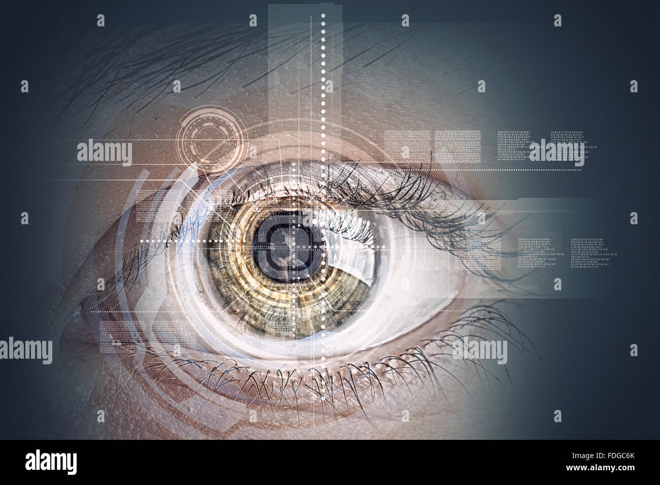 Close up of human eye on digital technology background Stock Photo - Alamy