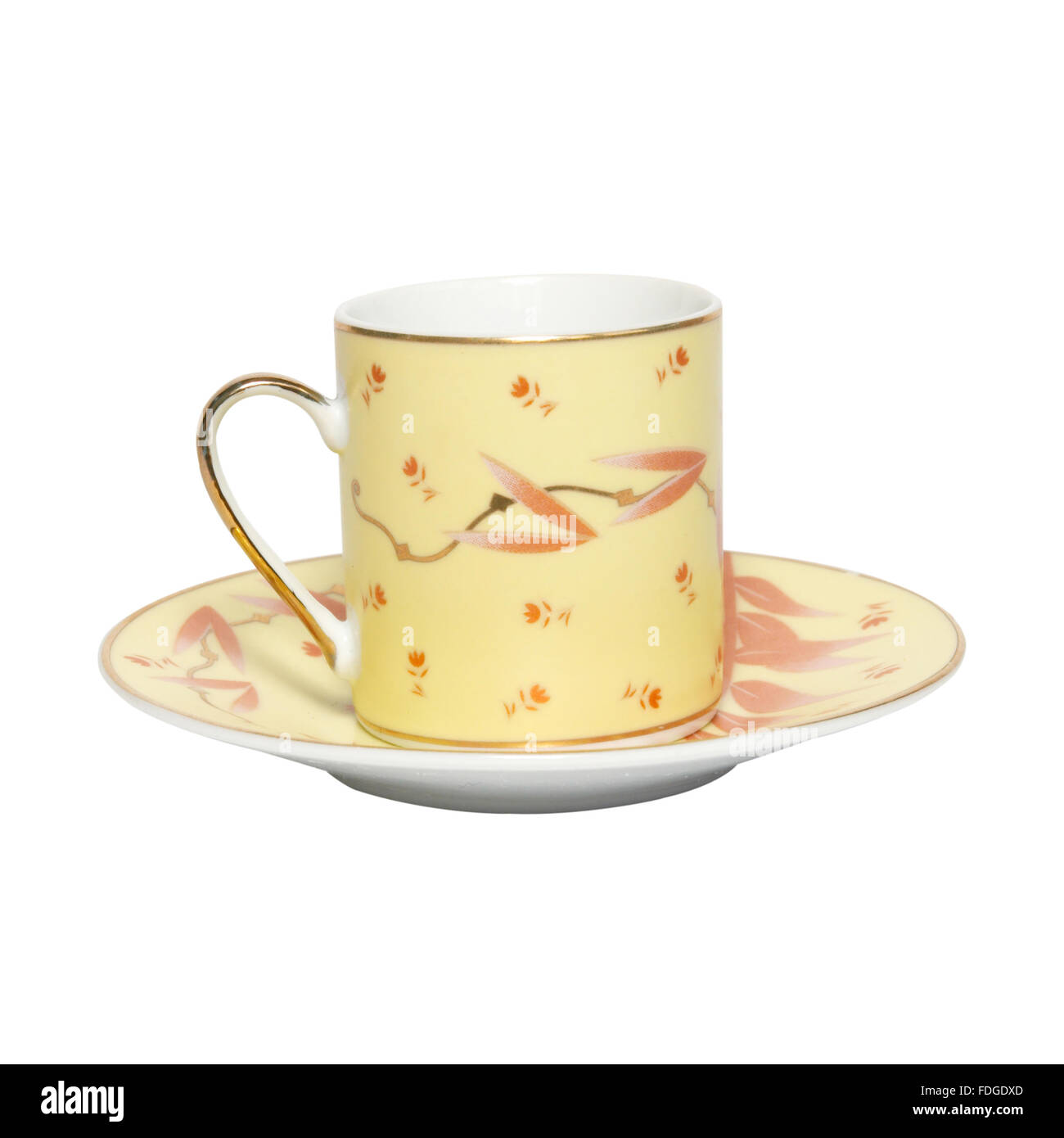 Coffee cup with saucer isolated on white Stock Photo - Alamy
