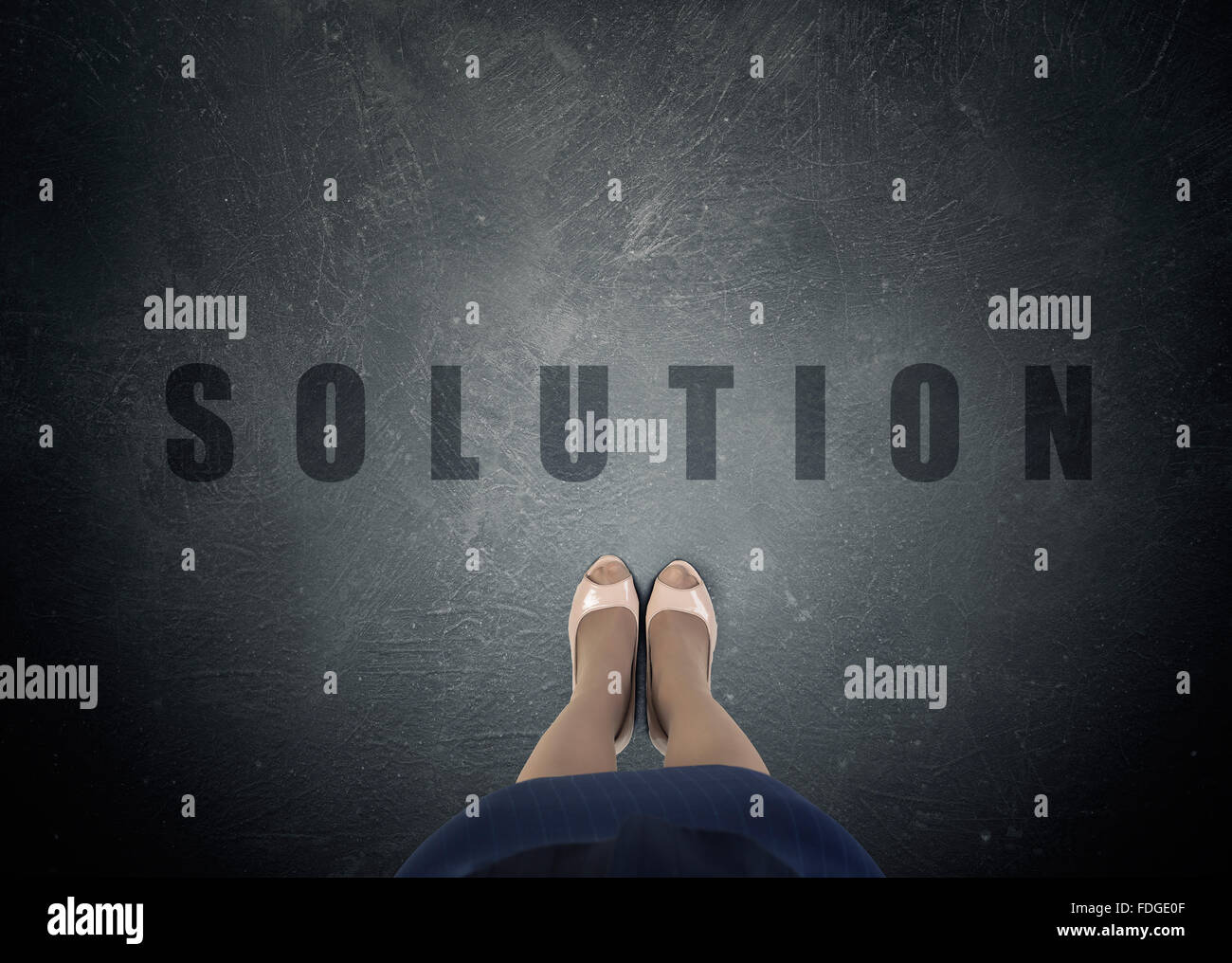 Top view of businesswoman feet standing at start line Stock Photo - Alamy