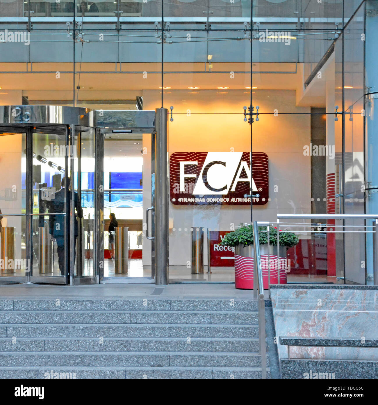 Financial Conduct Authority FCA London offices entrance to Canary Wharf  London headquarters building previously the Financial Services Authority  FSA Stock Photo - Alamy