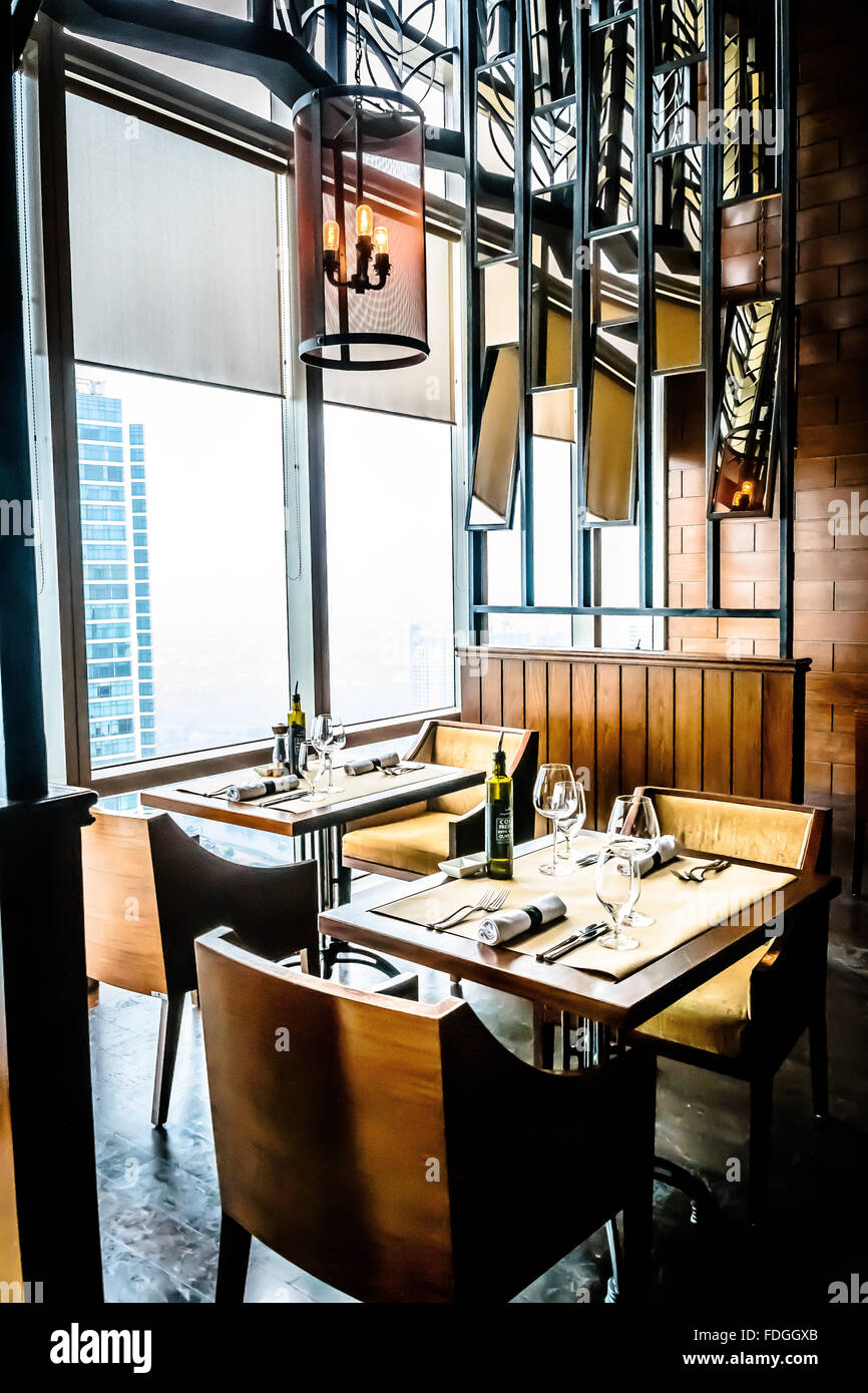 modern contemporary High class fine dining restaurant interior Stock