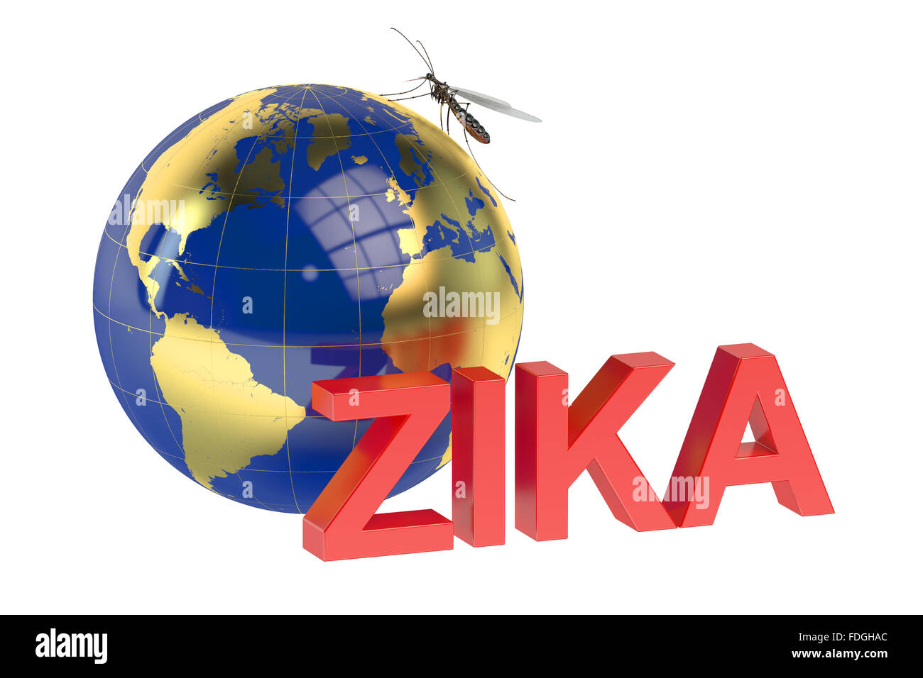 Zika virus concept  isolated on green background Stock Photo