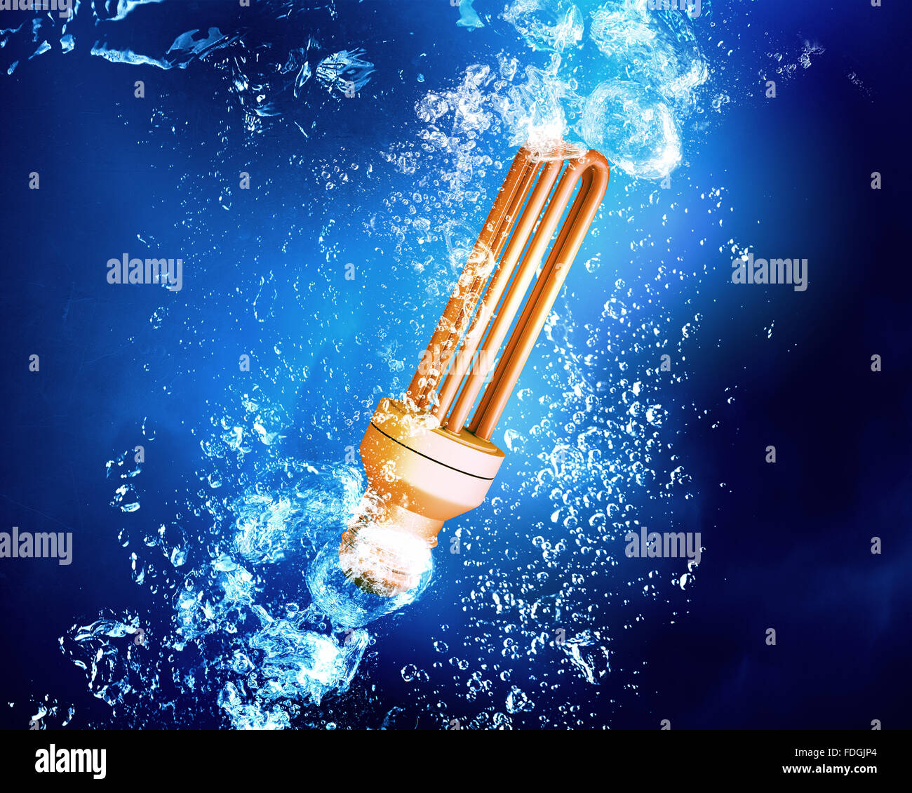 Energy concept with light bulb under clear blue water Stock Photo - Alamy