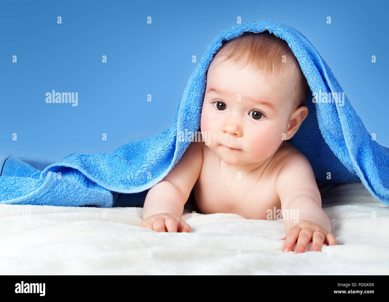 Cute Baby In A Towel Stock Photo Alamy