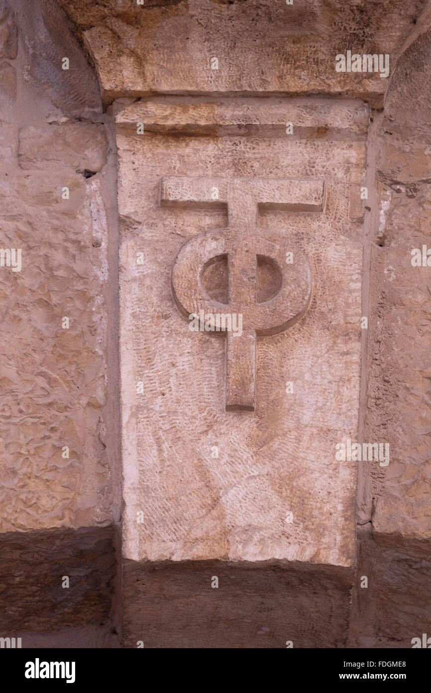 A keystone above the entrance to an old house in the Greek Patriarchate