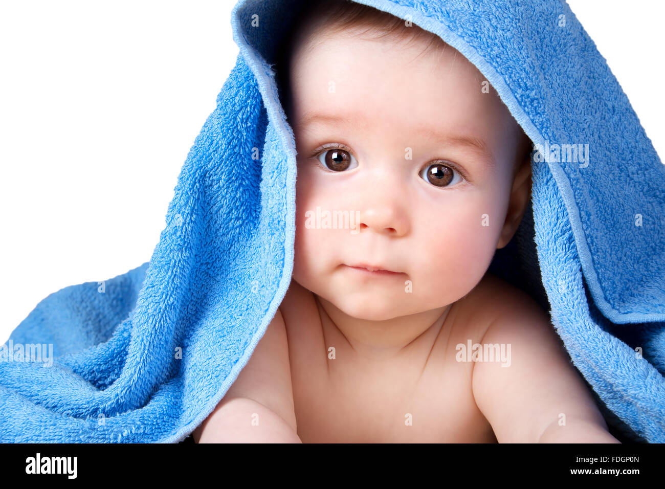 Cute baby in a towel Stock Photo Alamy