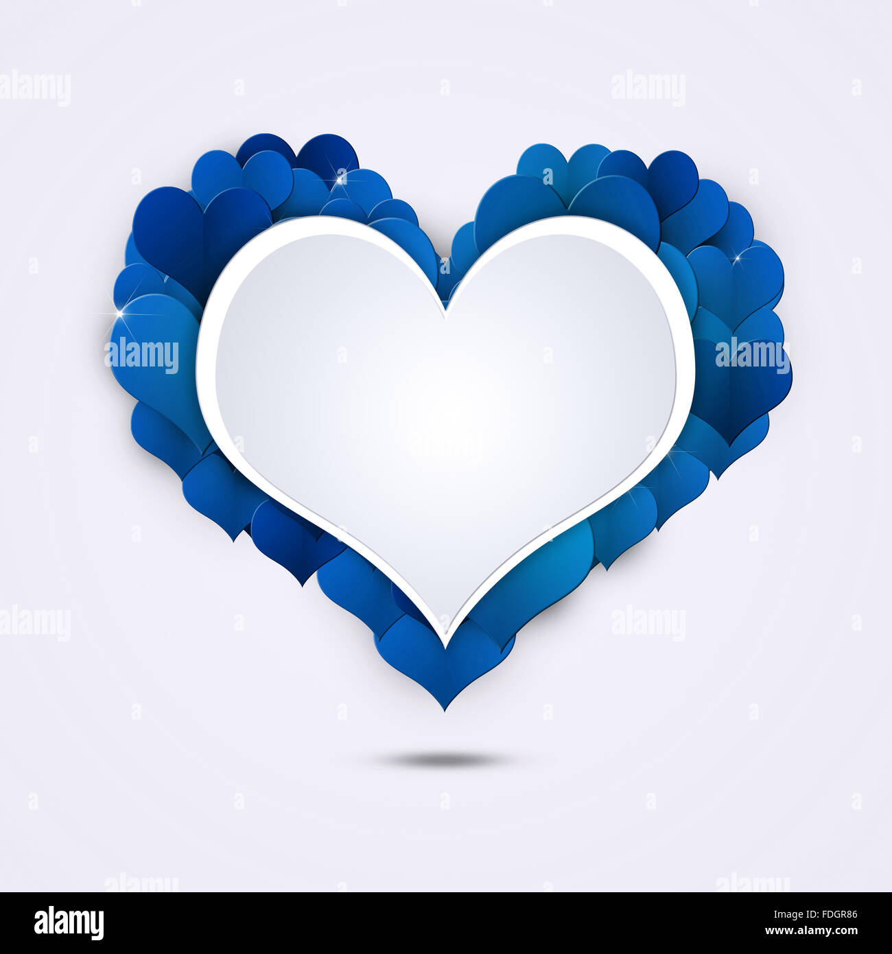 holiday valentine heart shape card with blue hearts Stock Photo
