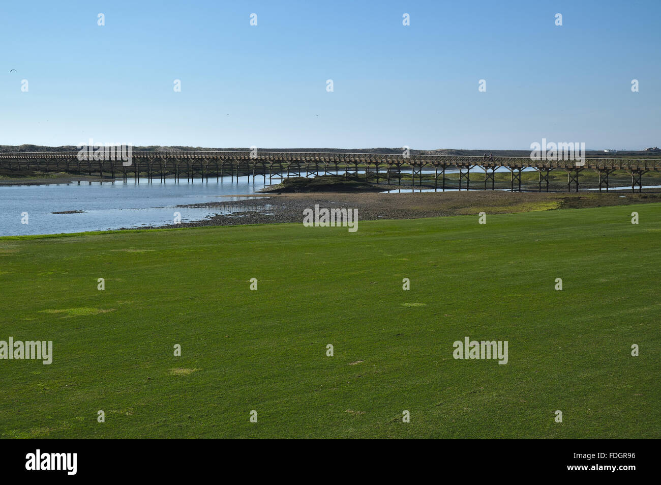 Golf course and Ria Formosa in Quinta do Lago, Algarve, Portugal Stock Photo