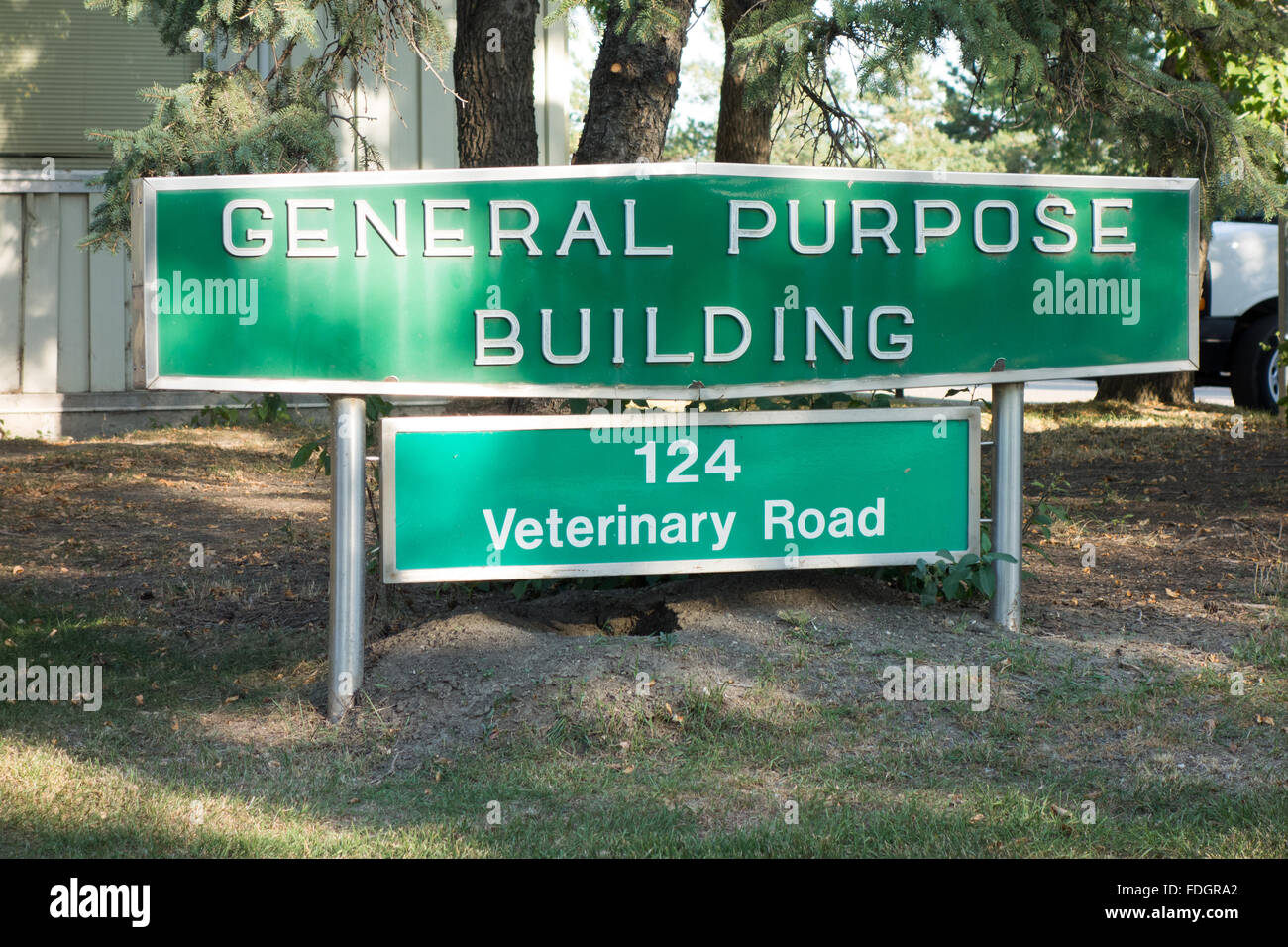 Sign for General Purpose Building at University of Saskatchewan Sasktoon Canada Stock Photo