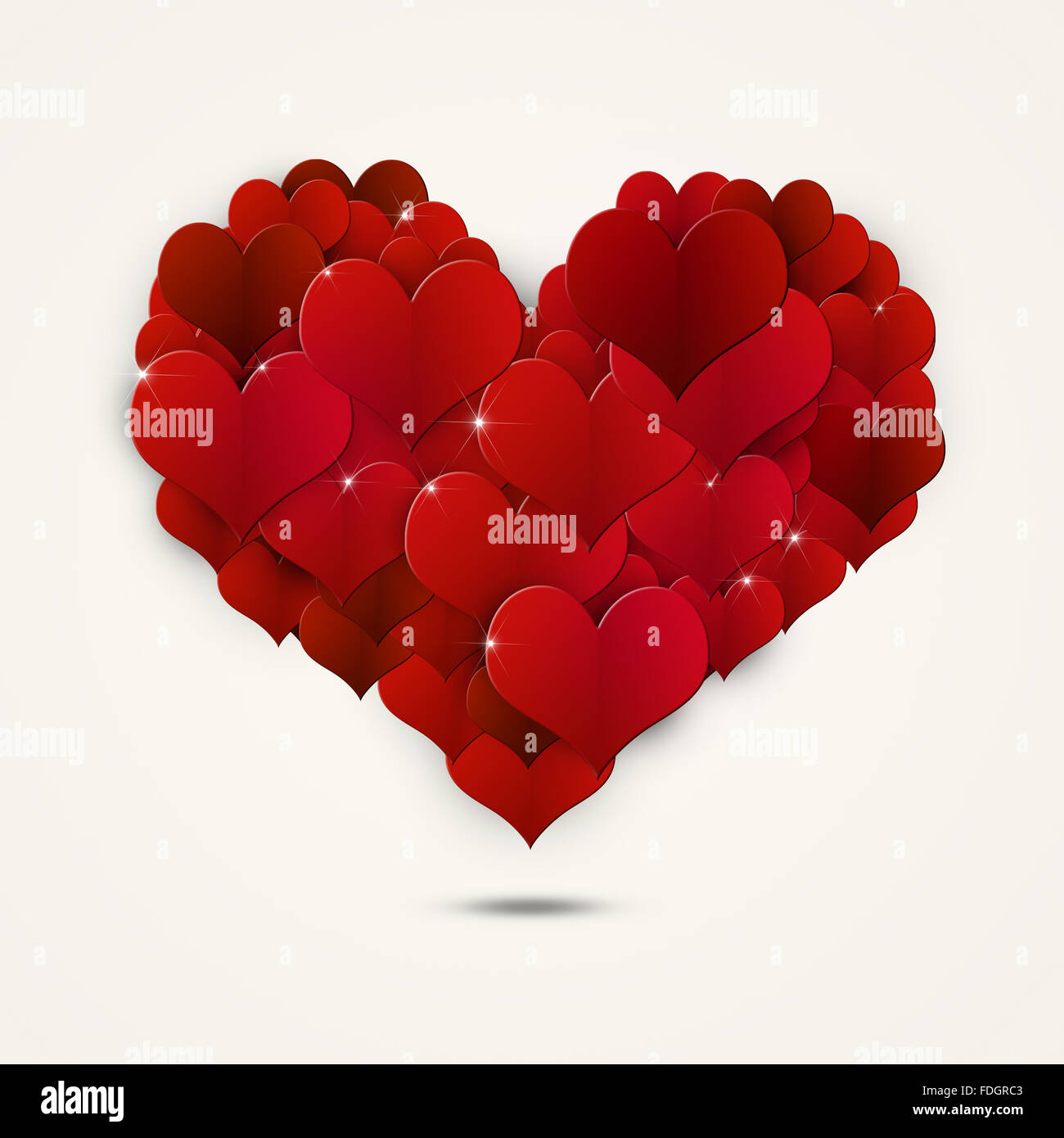 holiday valentine heart shape card with red hearts Stock Photo