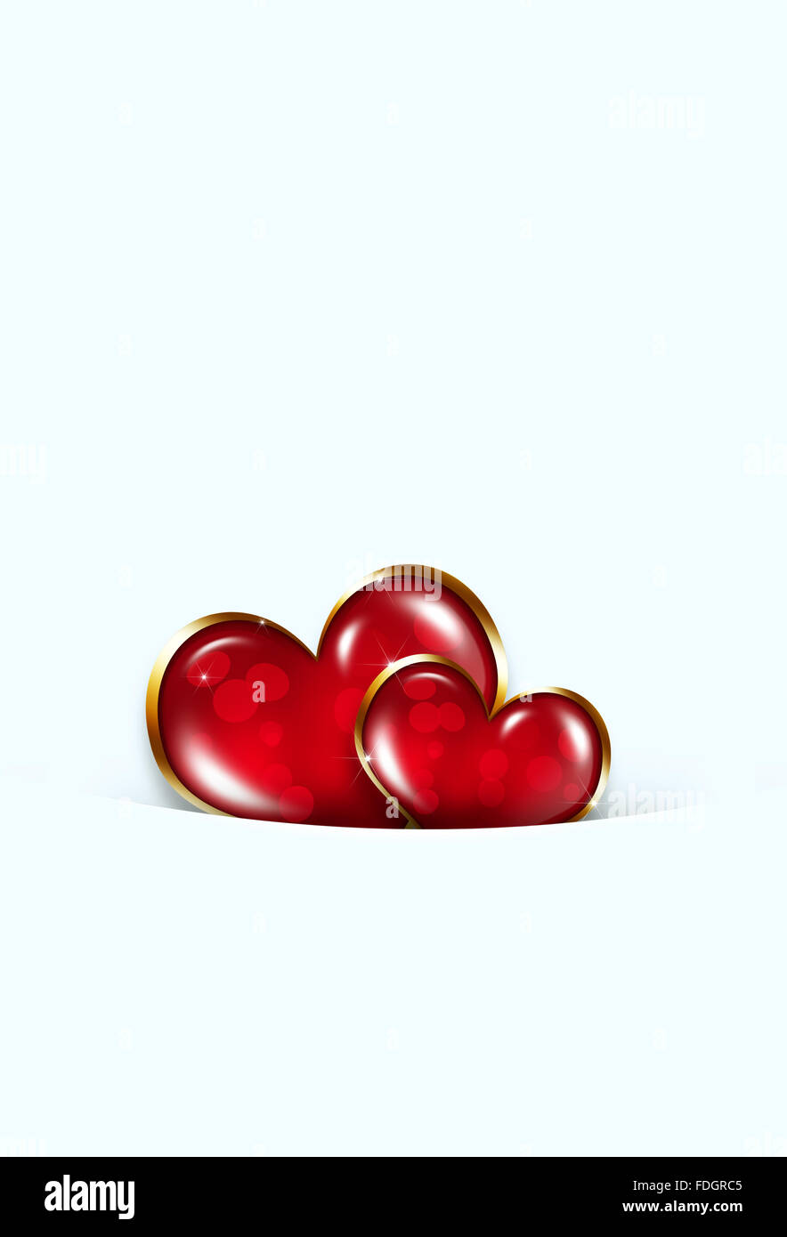 abstract valentine two hearts on white background Stock Photo