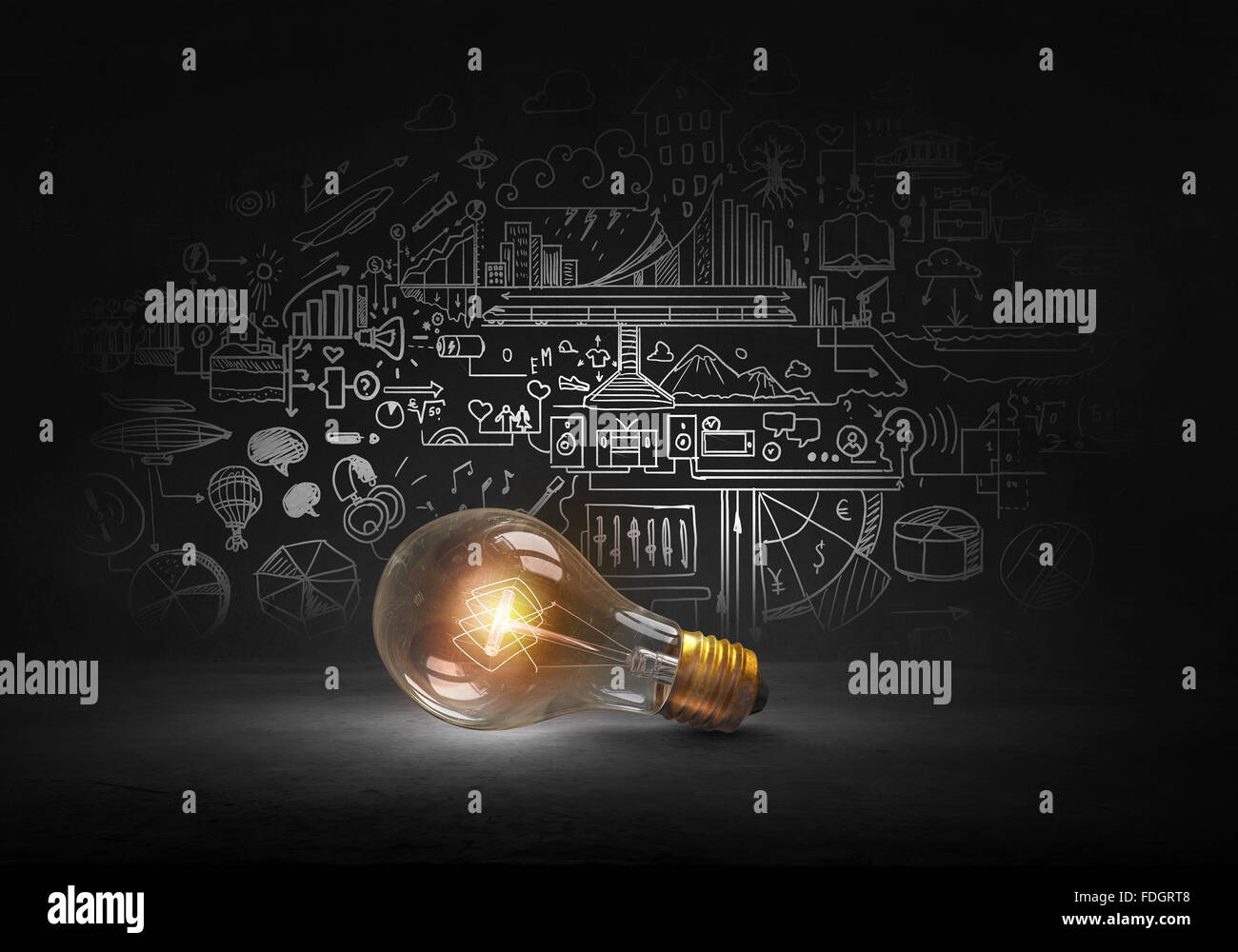 Hanging Glowing Light Bulb In Socket Drawing HighRes Vector Graphic   Getty Images