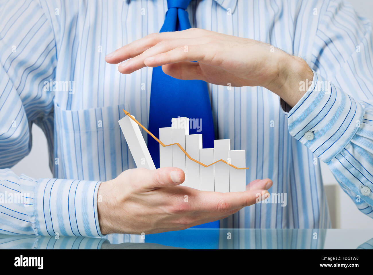 Hands of businessman covering rising growth graph Stock Photo - Alamy