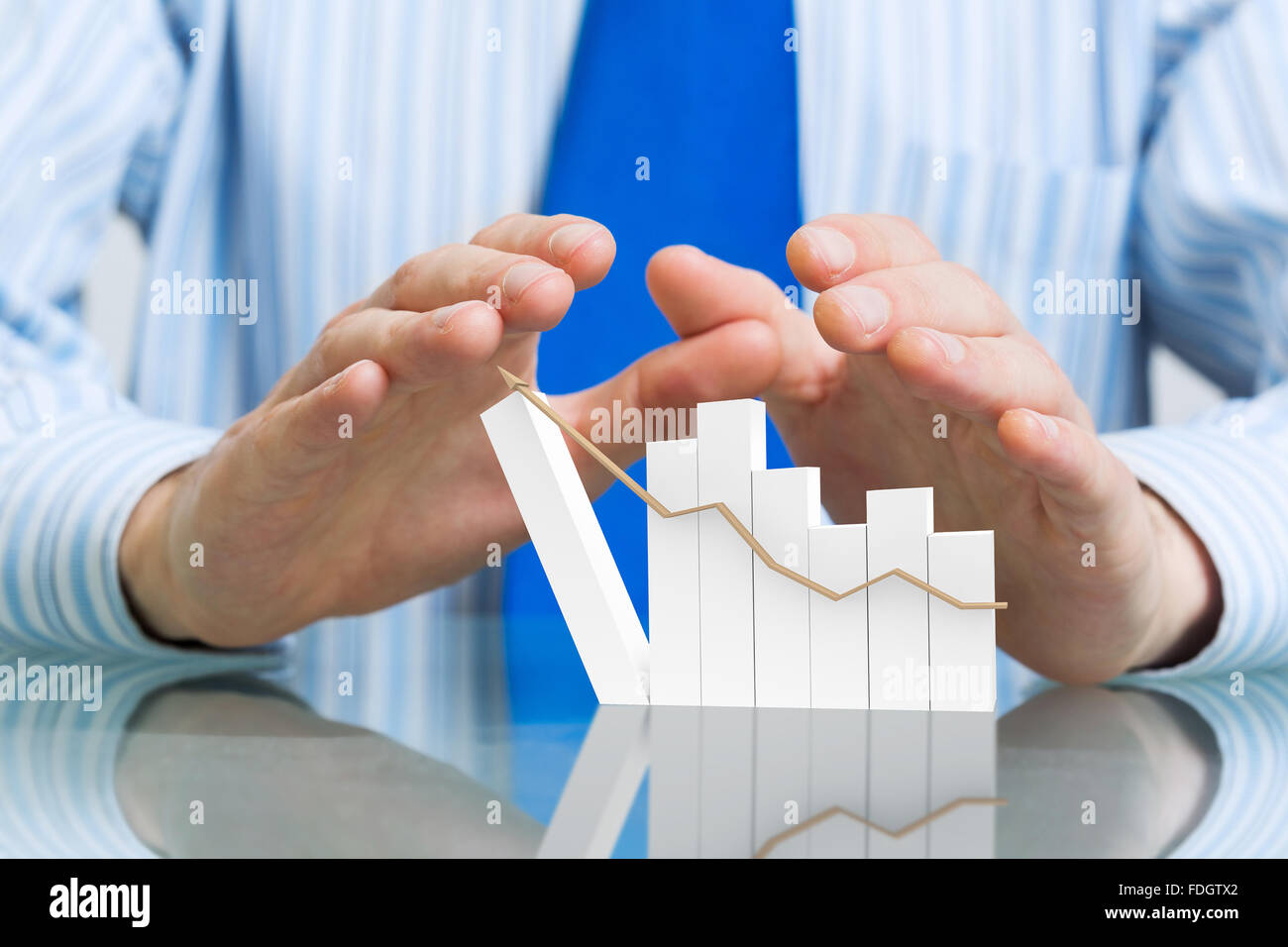 Hands of businessman covering rising growth graph Stock Photo - Alamy