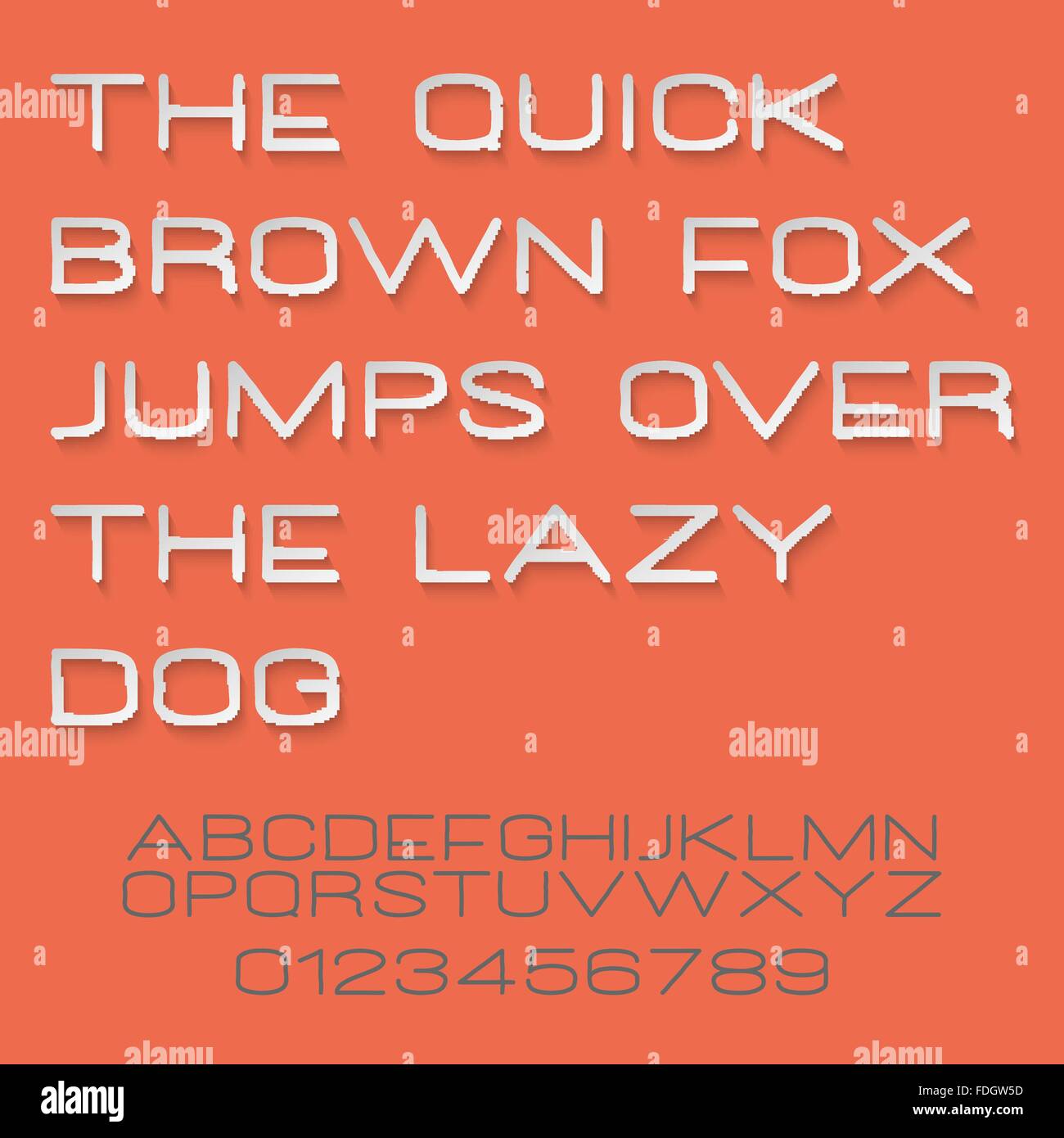 set of stylish, 3d alphabet letters and numbers isolated on pink