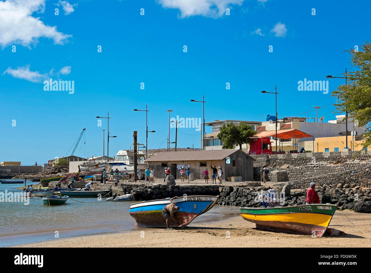 Horizontal view across Palmeira in Sal on Cape Verde. Stock Photo