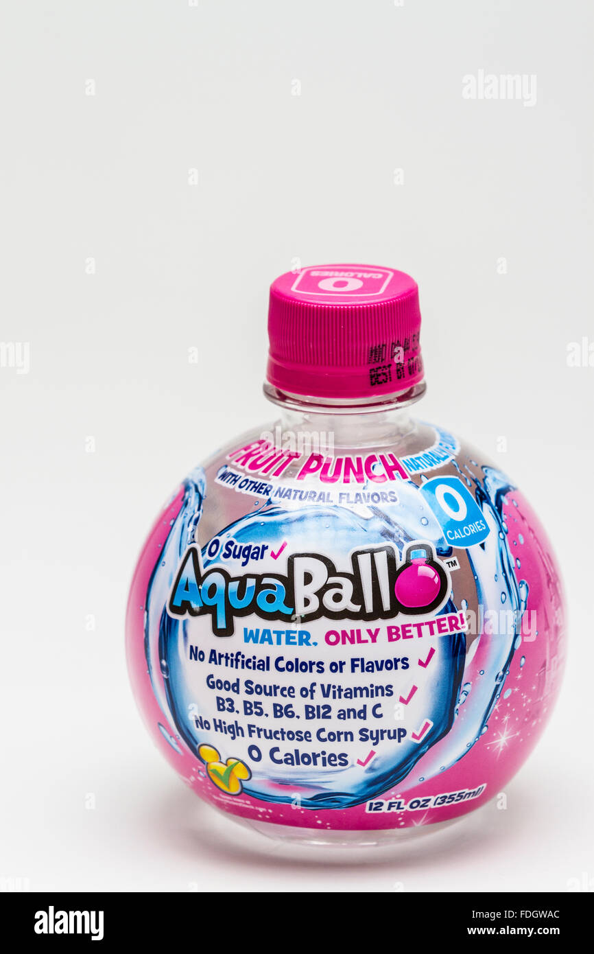 Aqua Ball flavored and sugar free water drinks targeted at young children Stock Photo