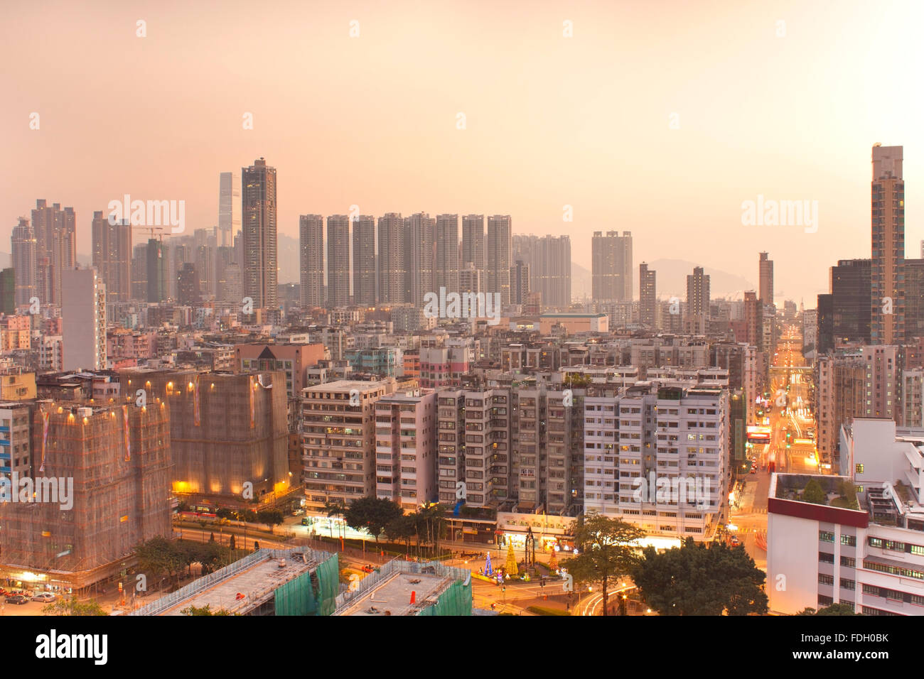 Hong Kong downtown at sunset Stock Photo - Alamy