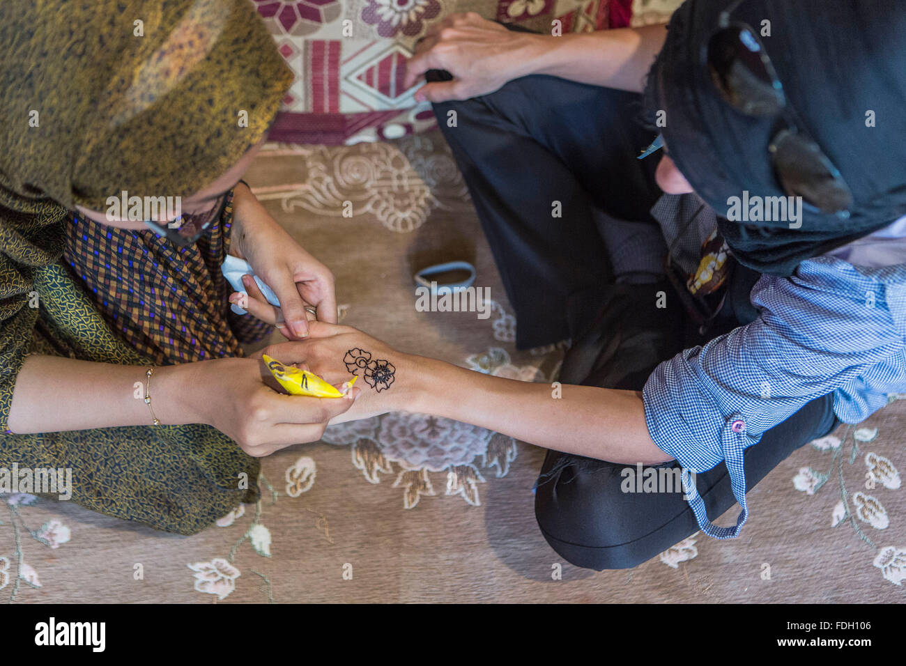 Hennas's work in Hormoz, Iran. Stock Photo