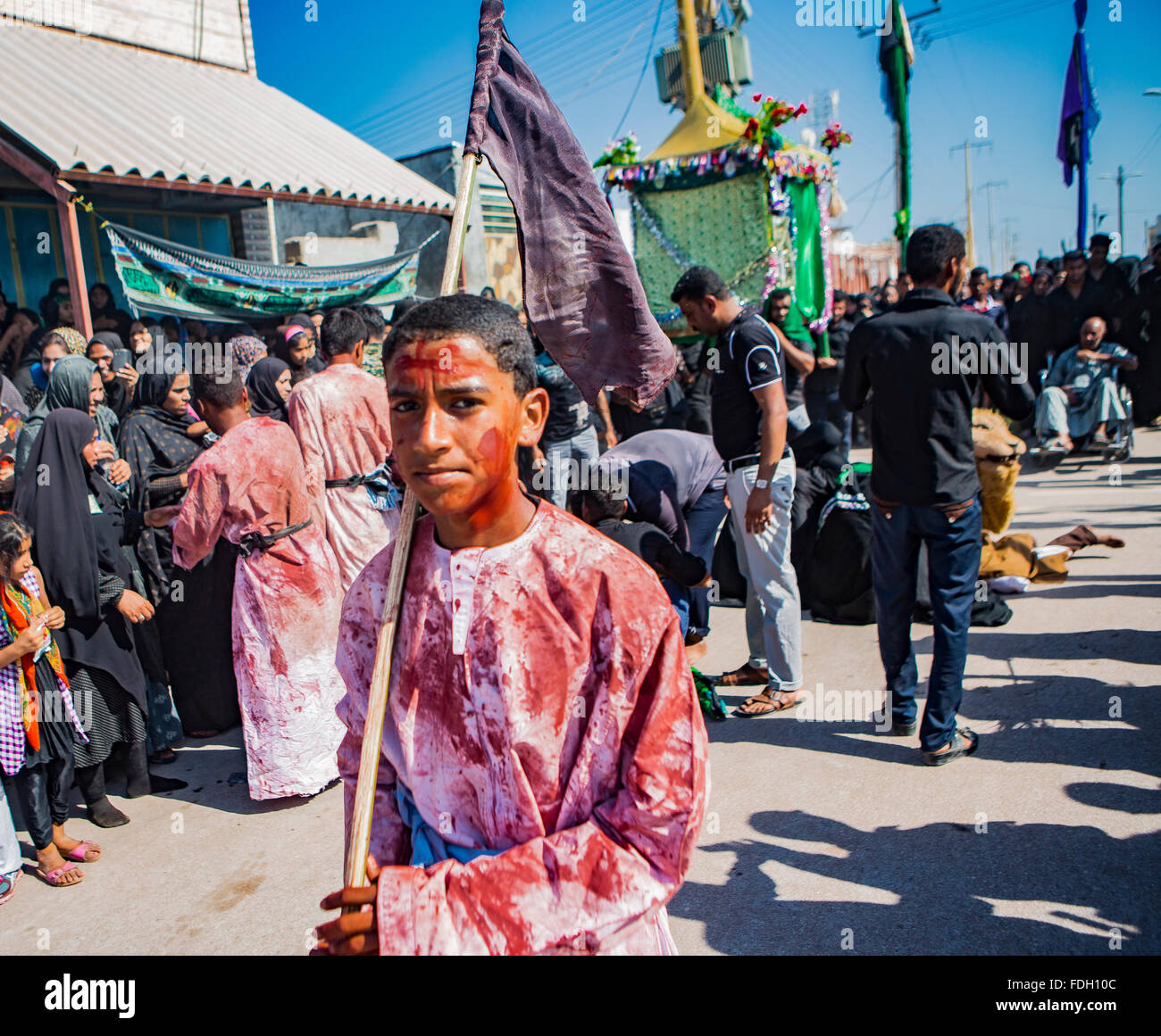 Ashura procession in Hormoz, Iran. Stock Photo