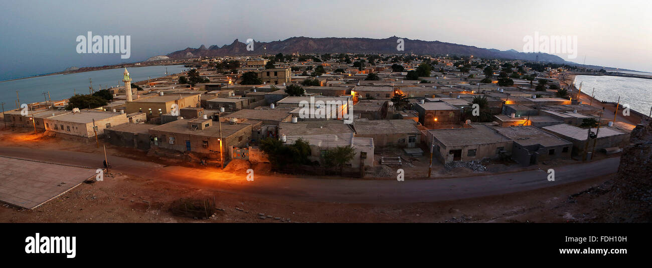 View of Hormoz from Portuguese fortress, Iran. Stock Photo