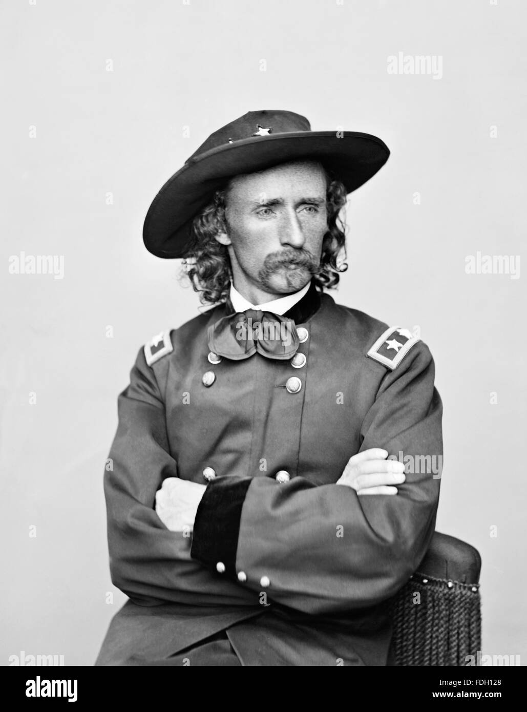 General Custer. Portrait of General George Armstrong Custer (1839 –1876), a United States Army officer and cavalry commander in the American Civil War and the American Indian Wars. Photo May 1865 Stock Photo