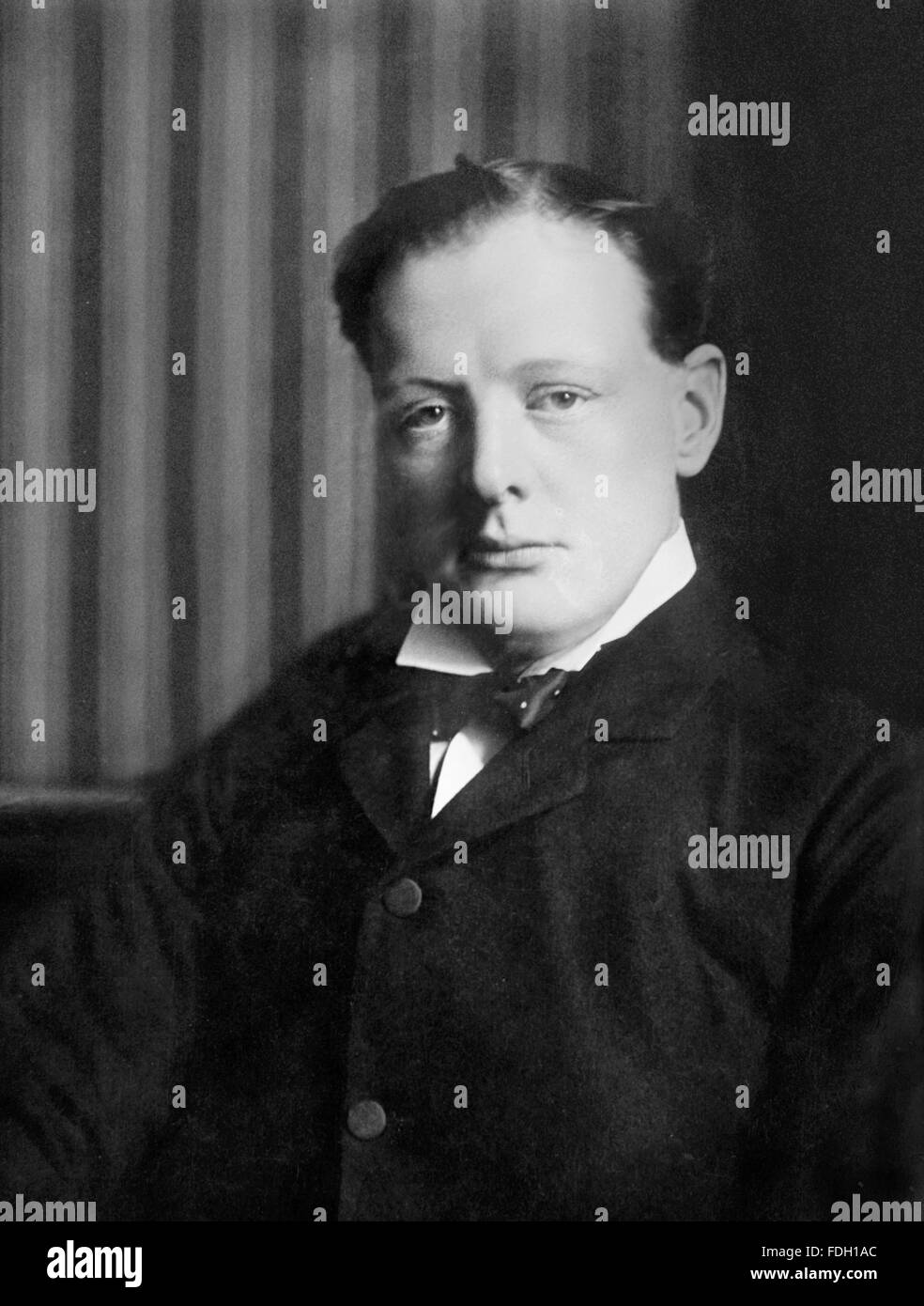 Wiinston Churchill. Portrait of the British statesman, as a young man, c.1900 Stock Photo