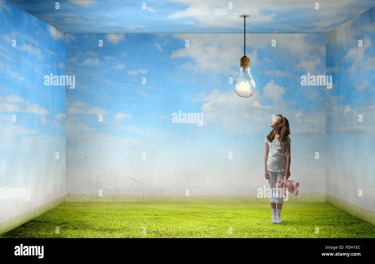 Cute girl wearing pajamas with toy bear in hand Stock Photo - Alamy