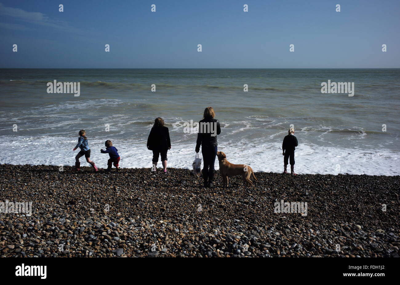 AJAXNETPHOTO. WORTHING, ENGLAND. - AT THE SEASIDE - A FAMILY WATCHING THE SEA.  PHOTO:JONATHAN EASTLAND/AJAX  REF:LM131904 8800 Stock Photo