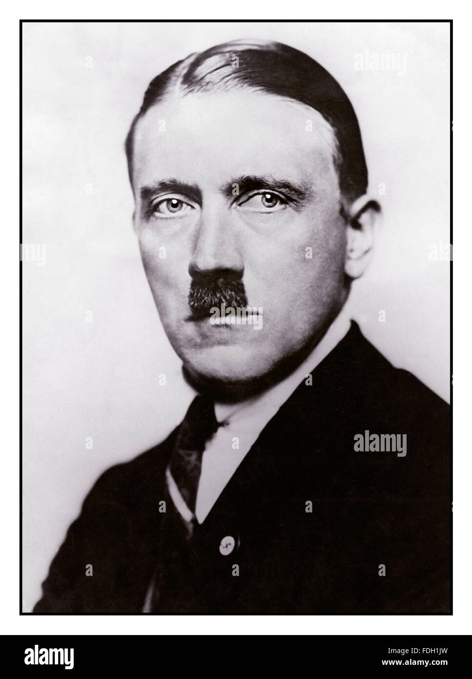 ADOLF HITLER FORMAL STUDIO PORTRAIT 1920's B&W studio posed portrait photograph of young Adolf Hitler Stock Photo