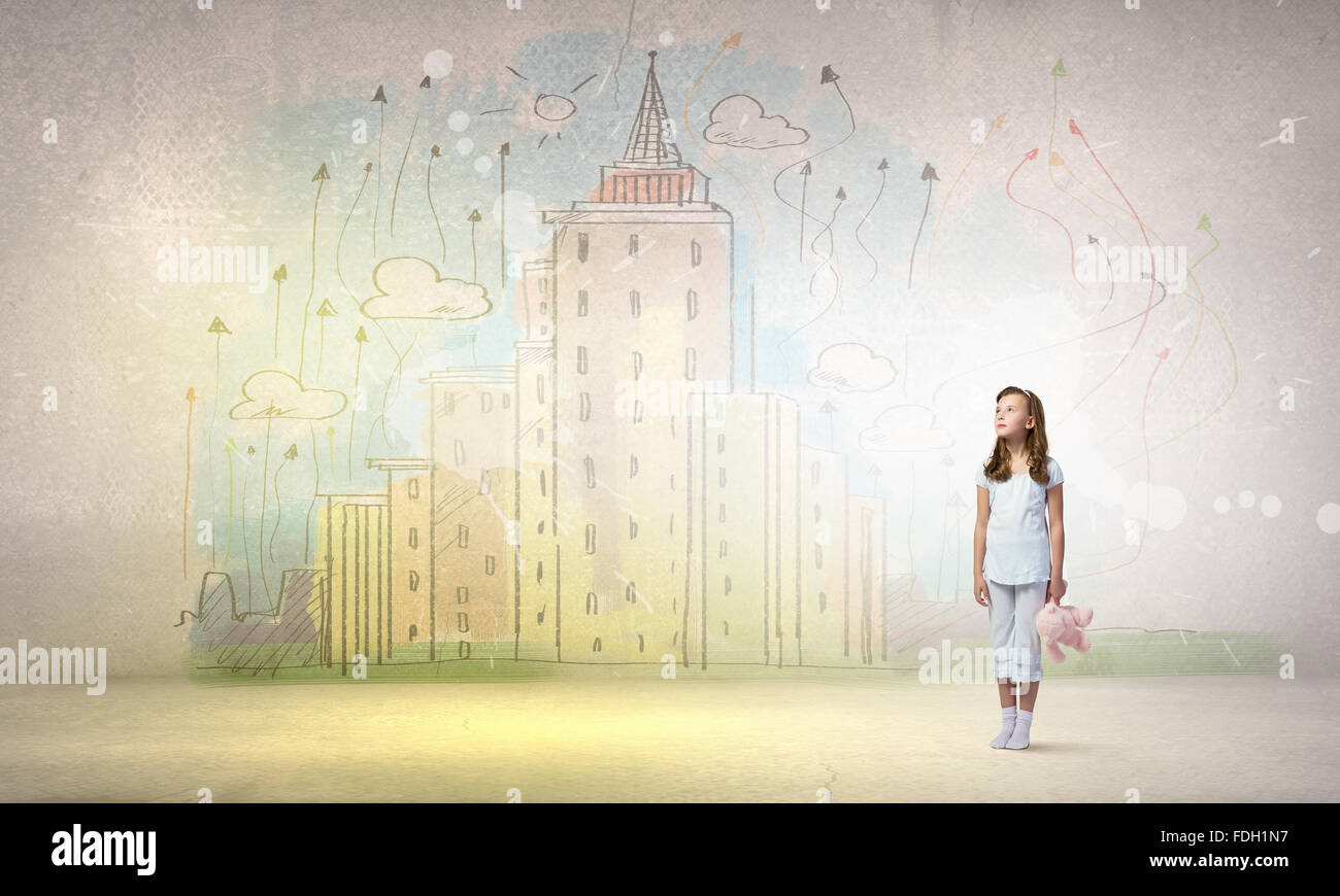 Cute girl wearing pajamas with toy bear in hand Stock Photo - Alamy