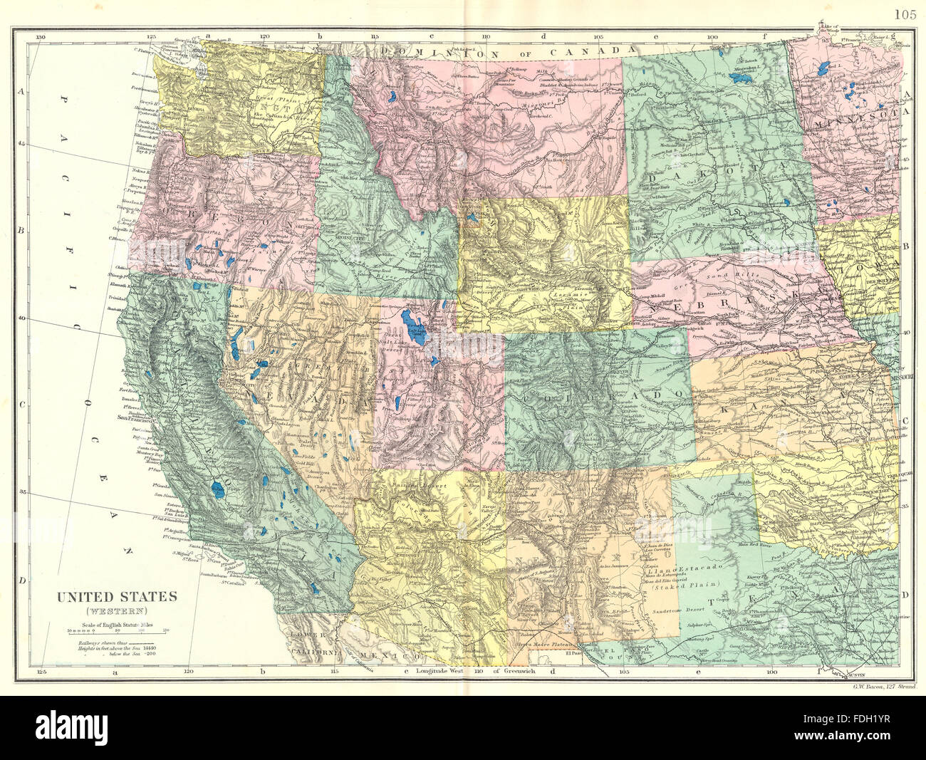 Map Of Idaho And Nevada Usa West: California Nevada Oregon Washington Idaho Wyoming Etc. Bacon,  1895 Map Stock Photo - Alamy