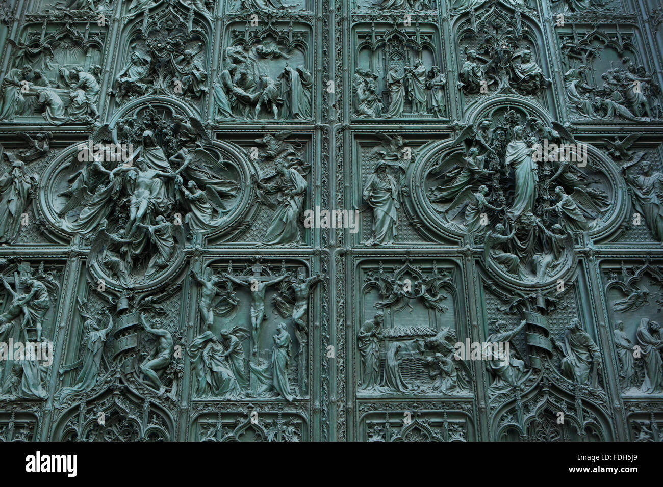 Main bronze door of the Milan Cathedral (Duomo di Milano) designed by