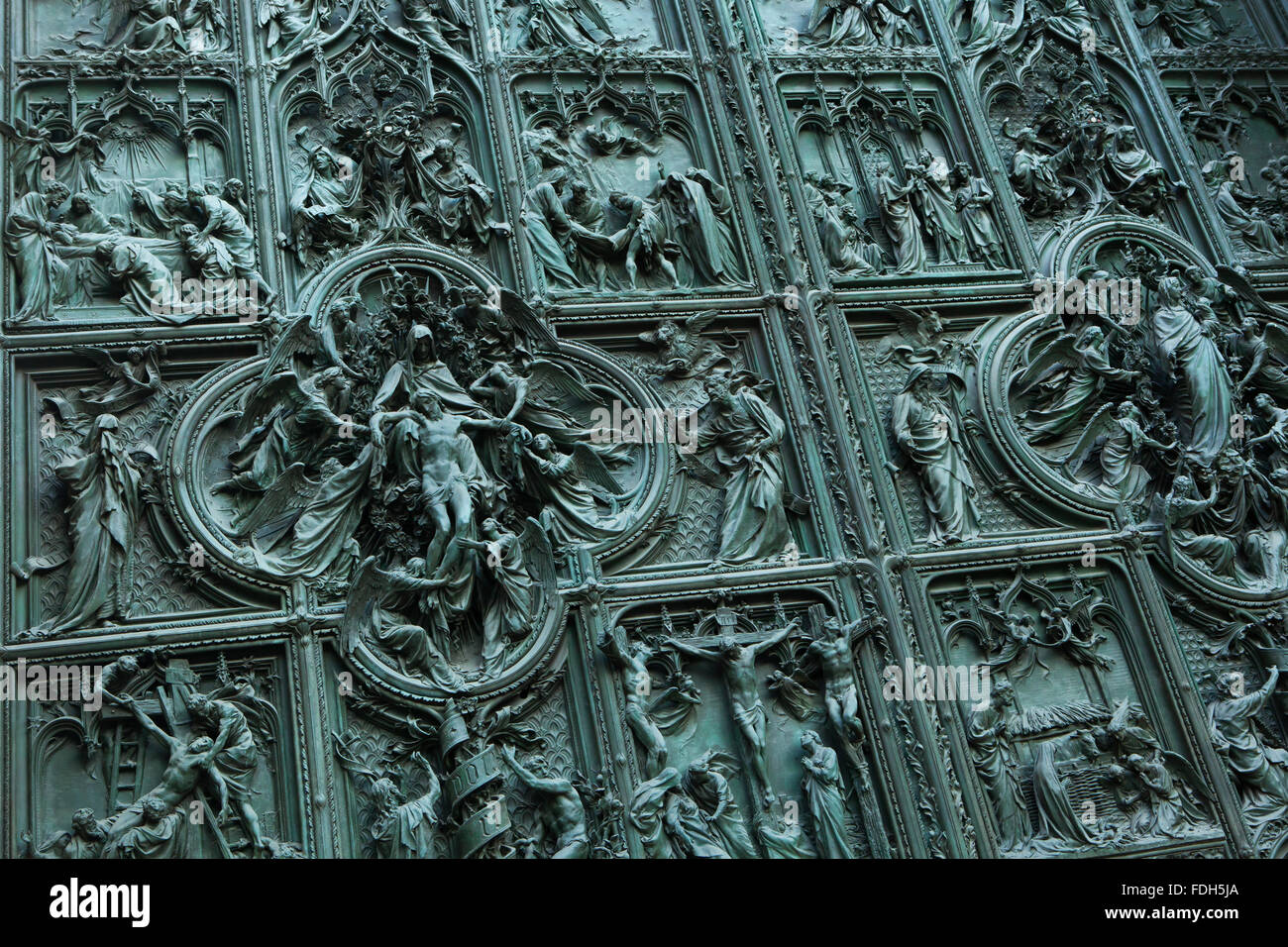 Main bronze door of the Milan Cathedral (Duomo di Milano) designed by