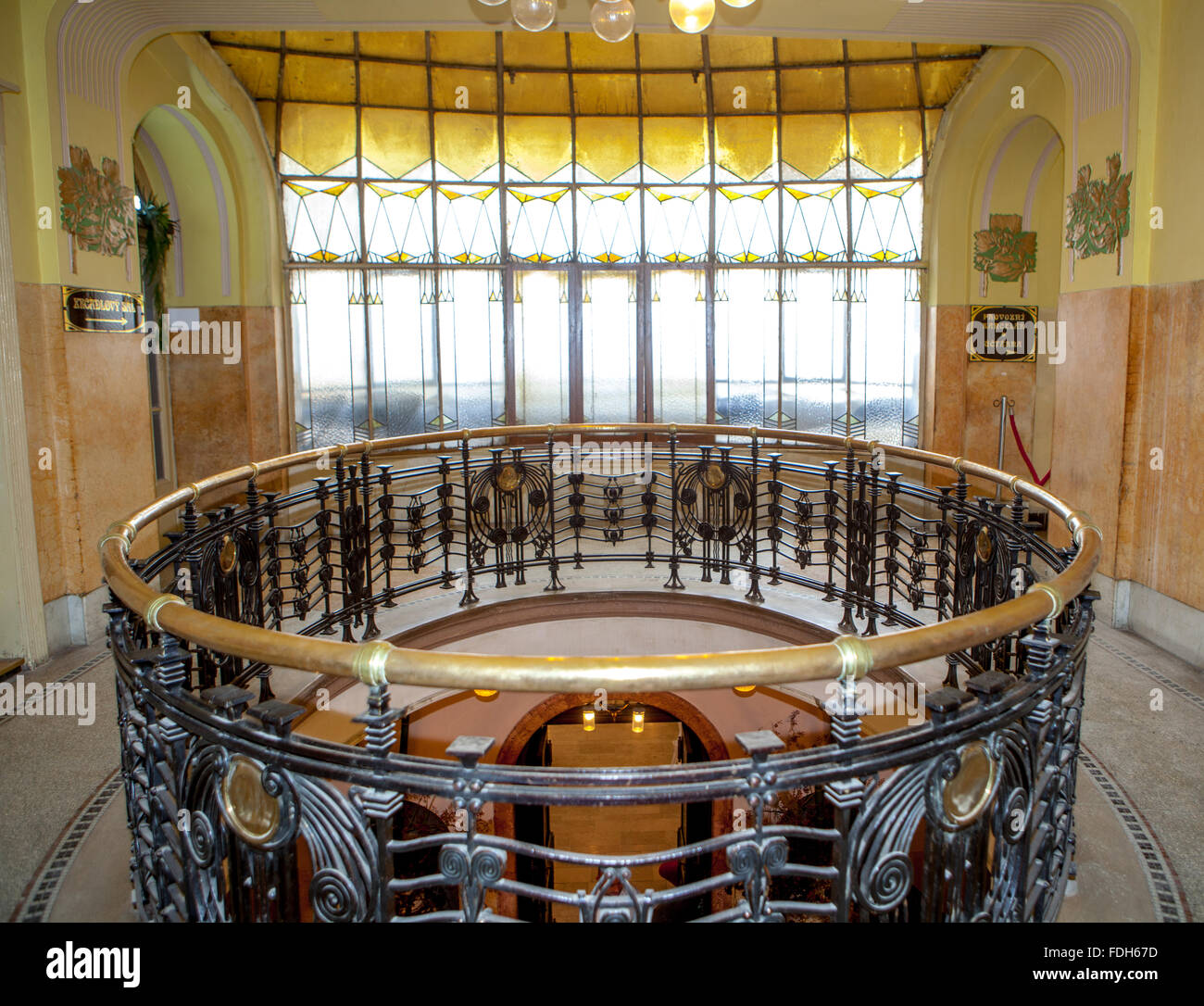Prague Art Nouveau interior of the Grand Hotel Europa Prague Art Deco Czech Republic Inside design Stock Photo