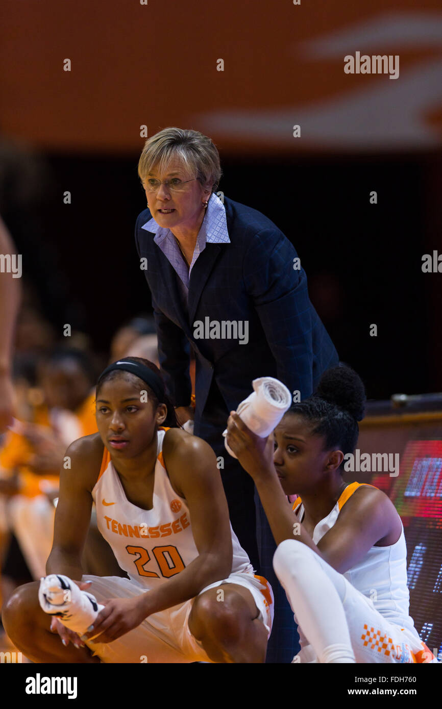 January 31, 2016: head coach Holly Warlick of the Tennessee Lady Volunteers during the NCAA basketball game between the University of Tennessee Lady Volunteers and the University of Alabama Crimson Tide at Thompson Boling Arena in Knoxville TN Tim Gangloff/CSM Stock Photo