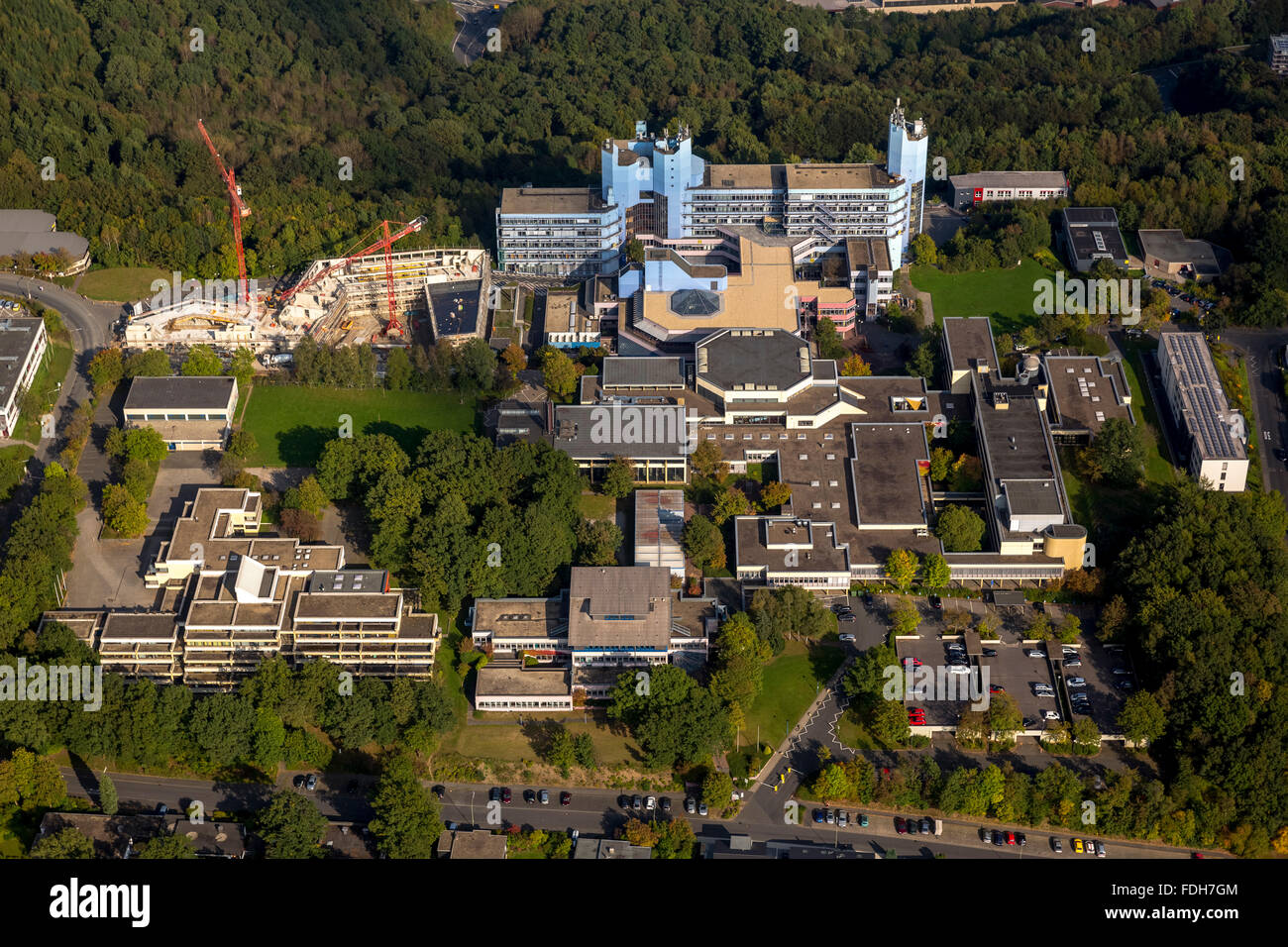 Aerial view, construction work at the University of Siegen, Siegen, South Westphalia, North Rhine-Westphalia, Germany, Europe, Stock Photo