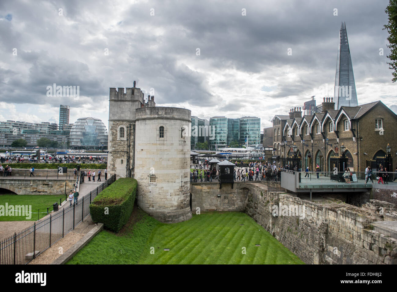 Tour group outside of the Tower of London in London, England. Stock Photo