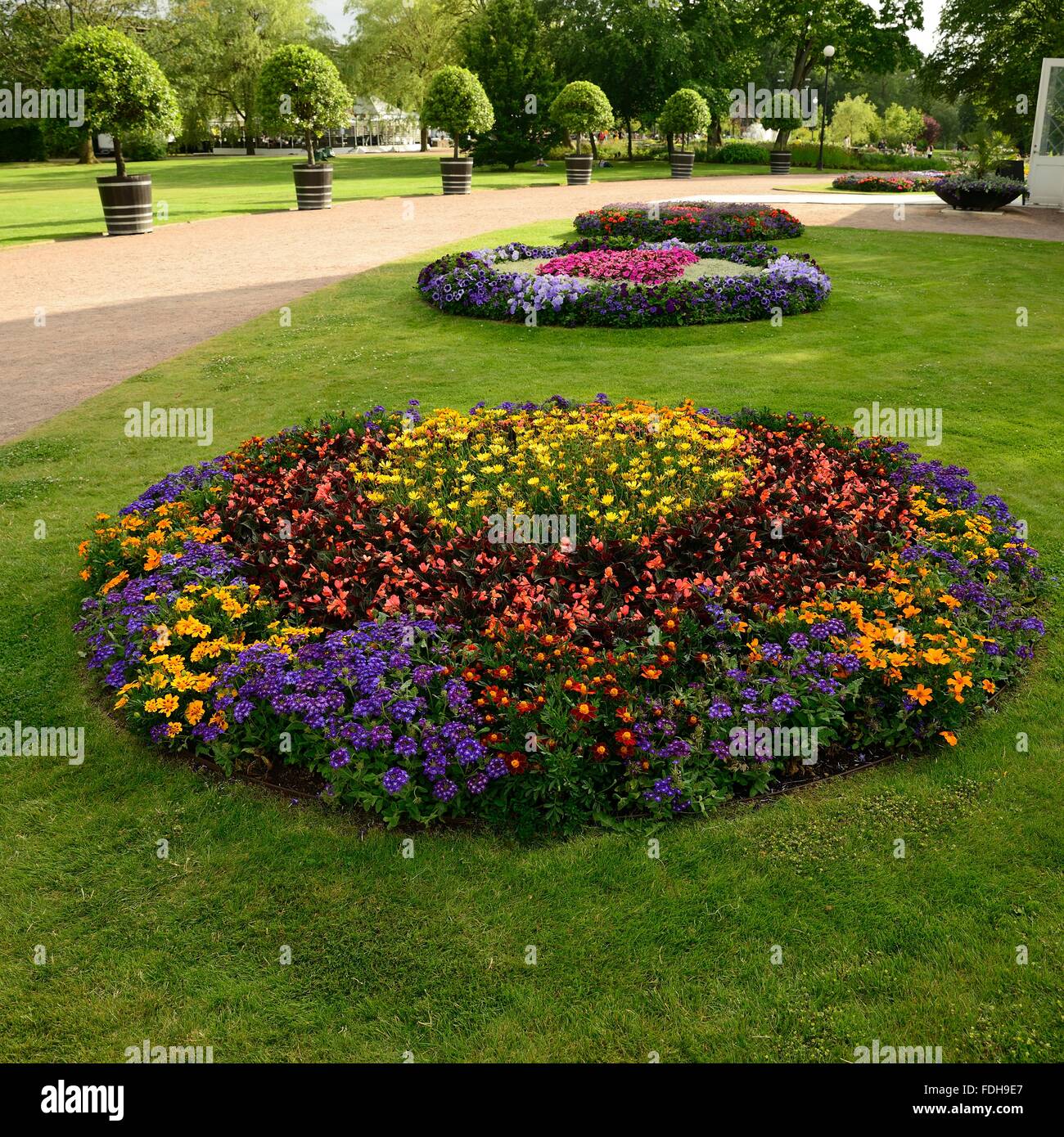 Flowerbed in park Stock Photo