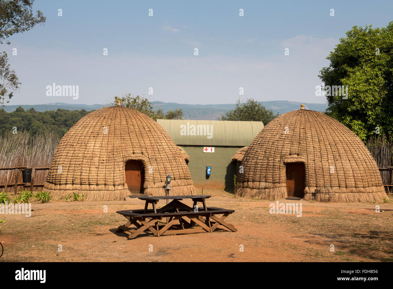 Beehive Huts at the Mlilwane Wildlife Sanctuary in Swaziland, Africa. Stock Photo